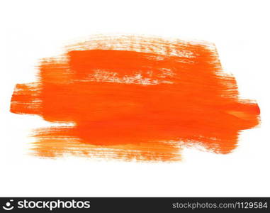 Bright orange paint texture on white background for design, space for text, hand drawn
