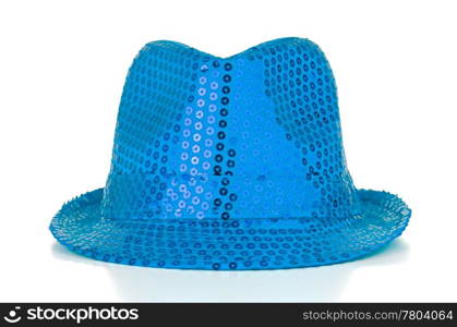 Bright paillette hat on white background.