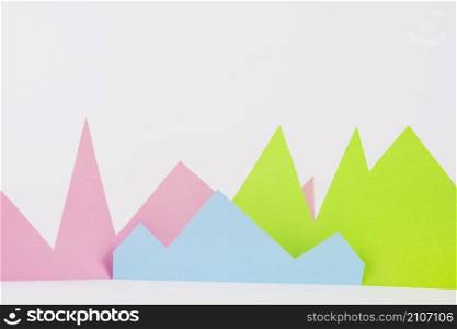 bright paper mountains white background