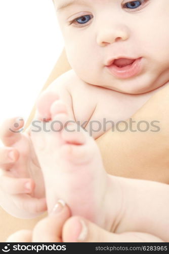 bright picture of adorable baby in mother hands