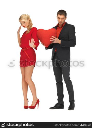 bright picture of beautiful couple holding big heart