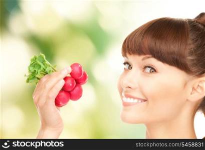 bright picture of beautiful housewife with radish