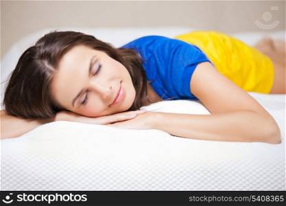 bright picture of beautiful sleeping woman