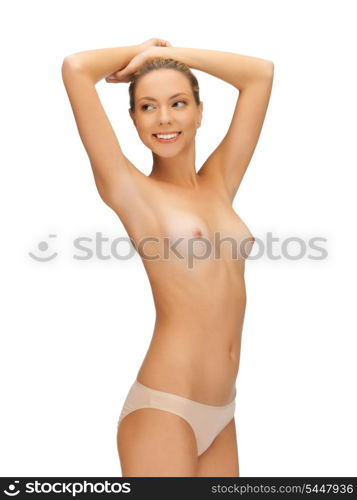 bright picture of beautiful topless woman in panties