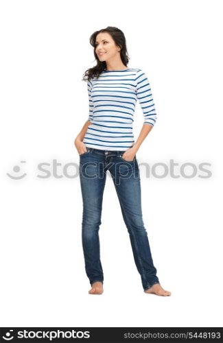 bright picture of beautiful woman in casual clothes