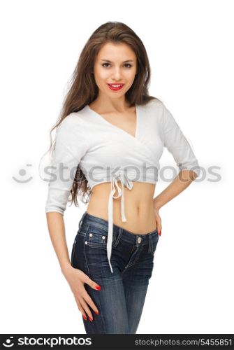 bright picture of beautiful woman in casual clothes