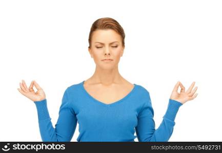 bright picture of beautiful woman in meditation