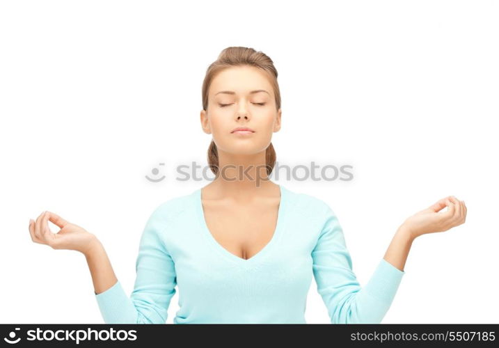 bright picture of beautiful woman in meditation