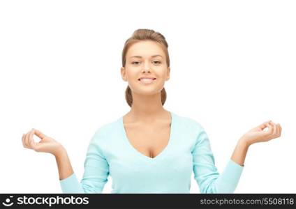 bright picture of beautiful woman in meditation