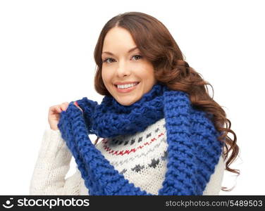 bright picture of beautiful woman in muffler