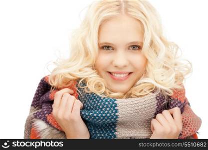 bright picture of beautiful woman in muffler