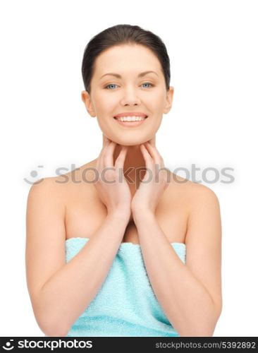 bright picture of beautiful woman in towel