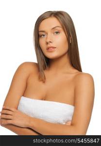 bright picture of beautiful woman in towel