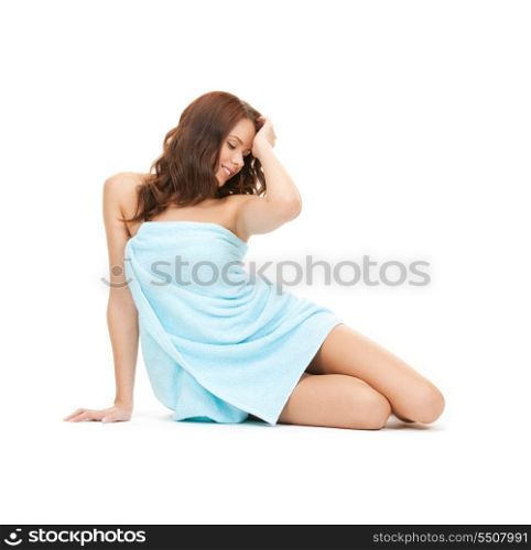 bright picture of beautiful woman in towel&#xA;