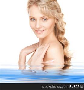 bright picture of beautiful woman in water