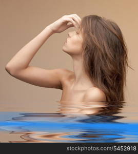 bright picture of beautiful woman in water