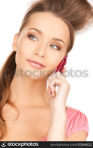 bright picture of beautiful woman with cellphone