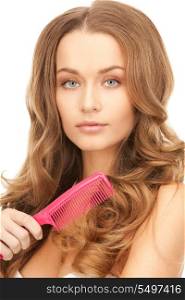 bright picture of beautiful woman with comb
