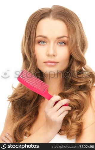 bright picture of beautiful woman with comb