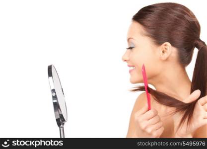 bright picture of beautiful woman with comb&#xA;