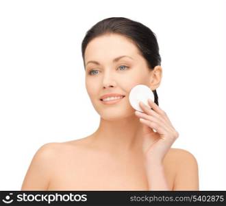 bright picture of beautiful woman with cotton pad