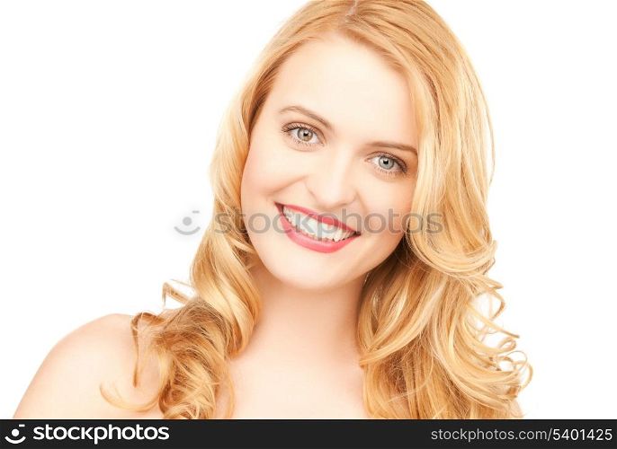 bright picture of beautiful woman with long blonde hair