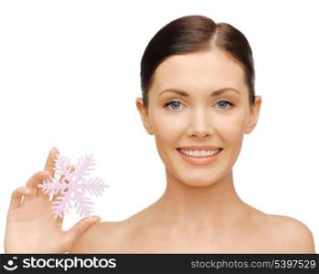 bright picture of beautiful woman with snowflake