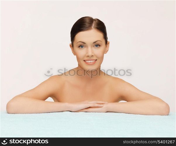 bright picture of beautiful woman with towel