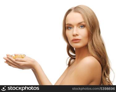 bright picture of beautiful woman with vitamins