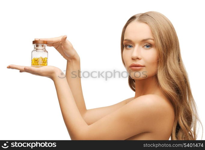 bright picture of beautiful woman with vitamins