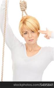 bright picture of business woman with the noose&#xA;