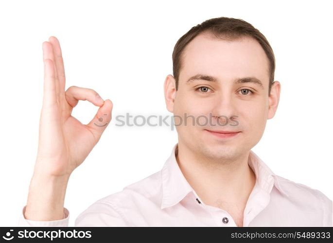 bright picture of businessman showing ok sign