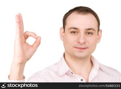 bright picture of businessman showing ok sign