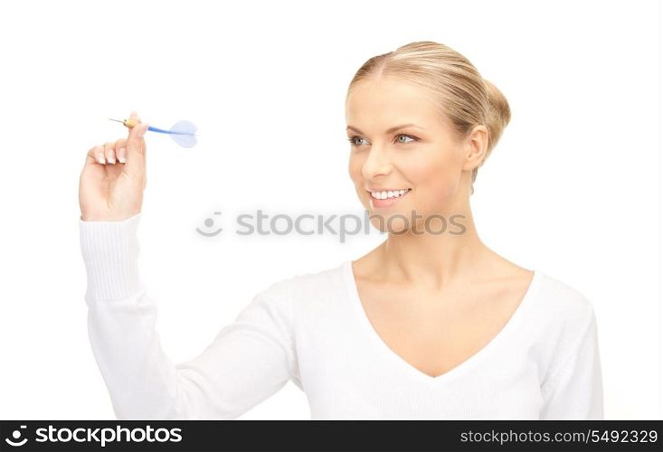 bright picture of businesswoman throwing a dart
