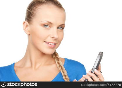 bright picture of businesswoman with cell phone