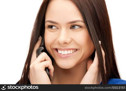 bright picture of businesswoman with cell phone