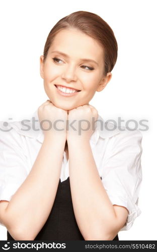 bright picture of calm and friendly woman.