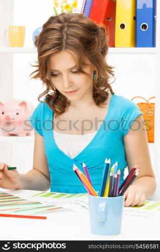 bright picture of calm and serious woman