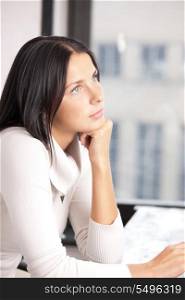 bright picture of calm and serious woman
