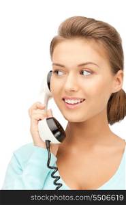 bright picture of calm businesswoman with phone