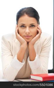 bright picture of calm woman with book