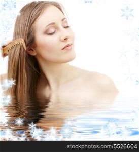 bright picture of combing woman in water