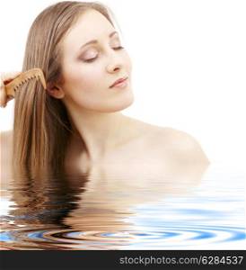 bright picture of combing woman in water