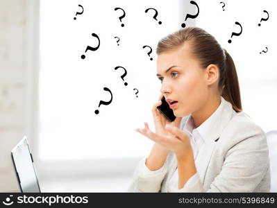 bright picture of confused woman with smartphone