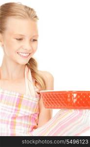 bright picture of cooking girl over white