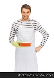 bright picture of cooking man over white