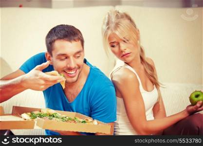 bright picture of couple eating different food
