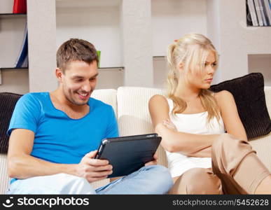 bright picture of couple with tablet PC