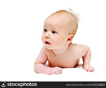 bright picture of crawling baby isolated