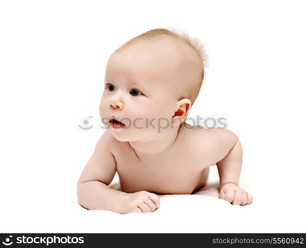 bright picture of crawling baby isolated